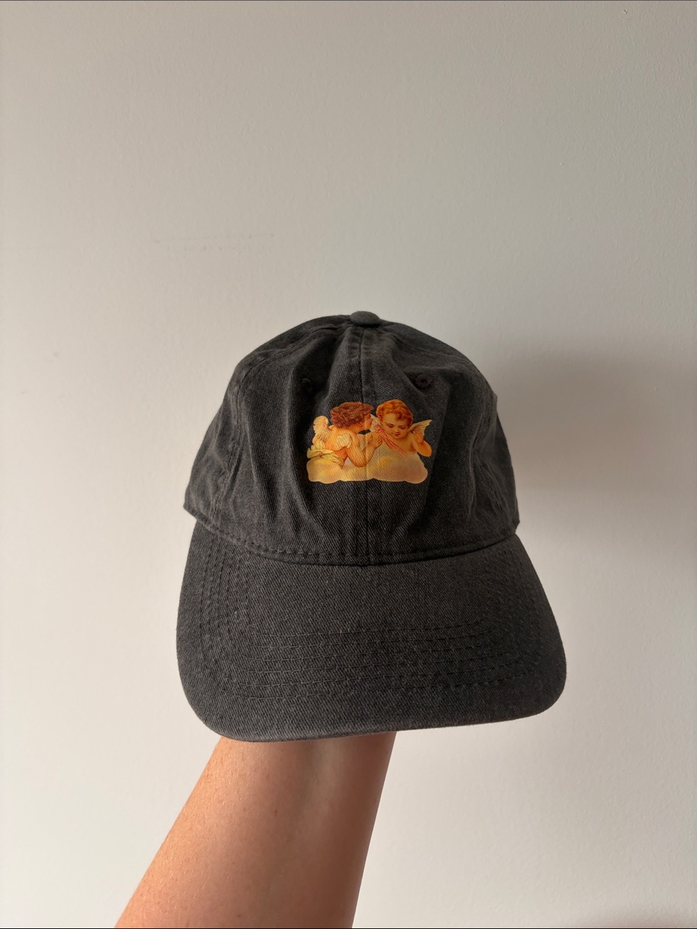 Vintage Baseball Cap with Cherub Patch